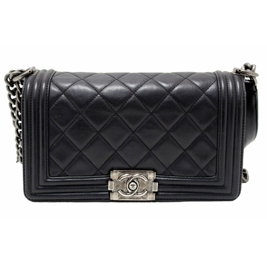 Chanel Black Quilted Calfskin Old Medium Boy Shoulder Bag-2