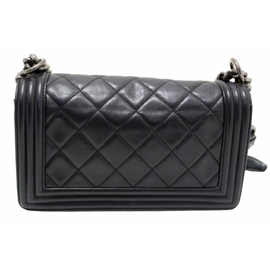 Chanel Black Quilted Calfskin Old Medium Boy Shoulder Bag-5