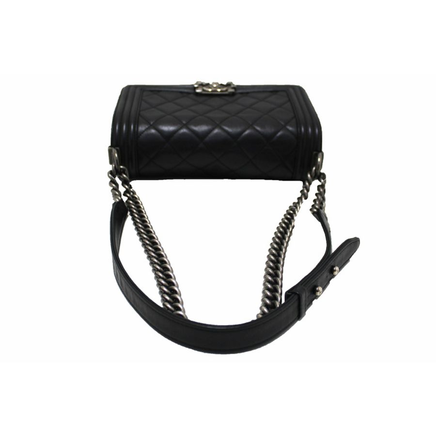 Chanel Black Quilted Calfskin Old Medium Boy Shoulder Bag-7