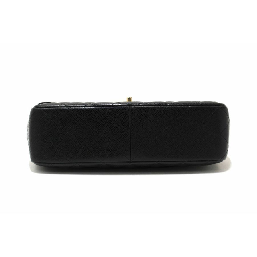 Chanel Black Quilted Caviar Leather Classic Jumbo Single Flap Bag-5