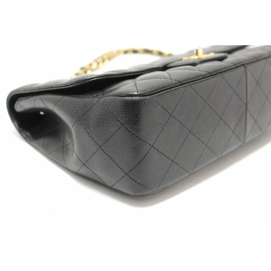 Chanel Black Quilted Caviar Leather Classic Jumbo Single Flap Bag-7