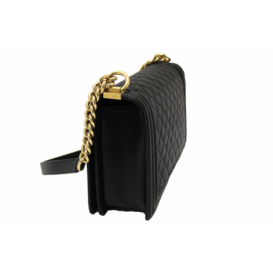 Chanel Black Quilted Caviar Leather New Medium Boy Shoulder Bag-4