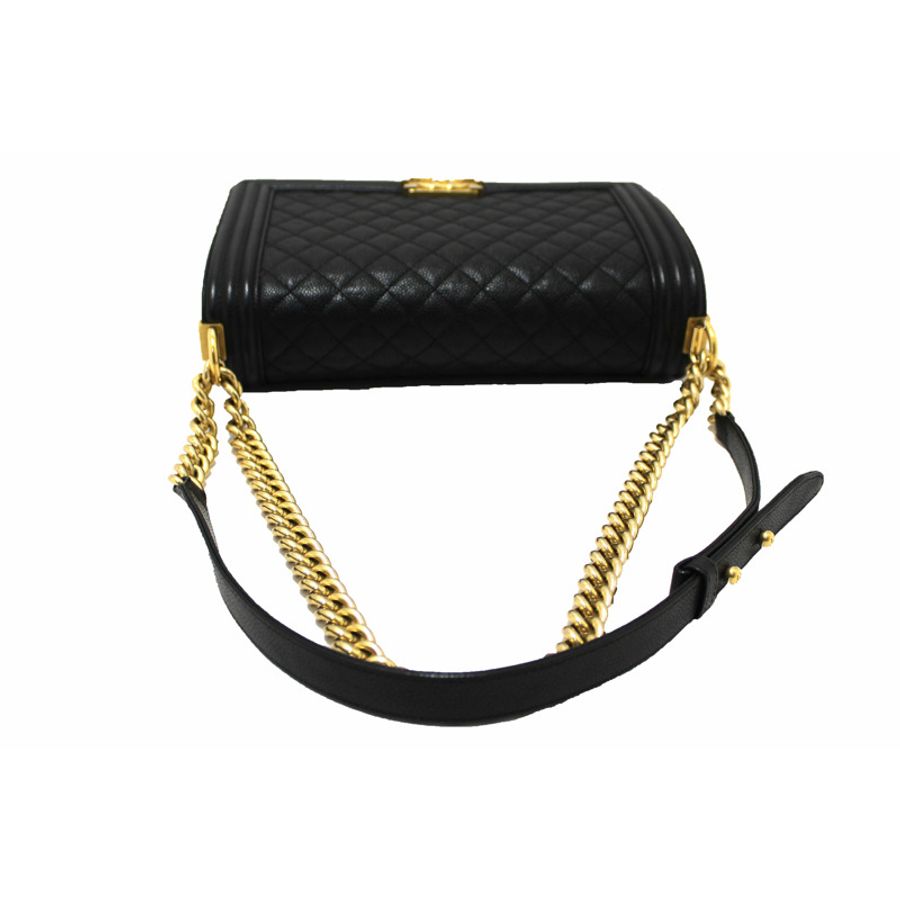Chanel Black Quilted Caviar Leather New Medium Boy Shoulder Bag-5