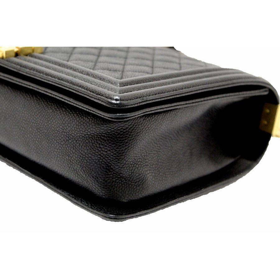 Chanel Black Quilted Caviar Leather New Medium Boy Shoulder Bag-13