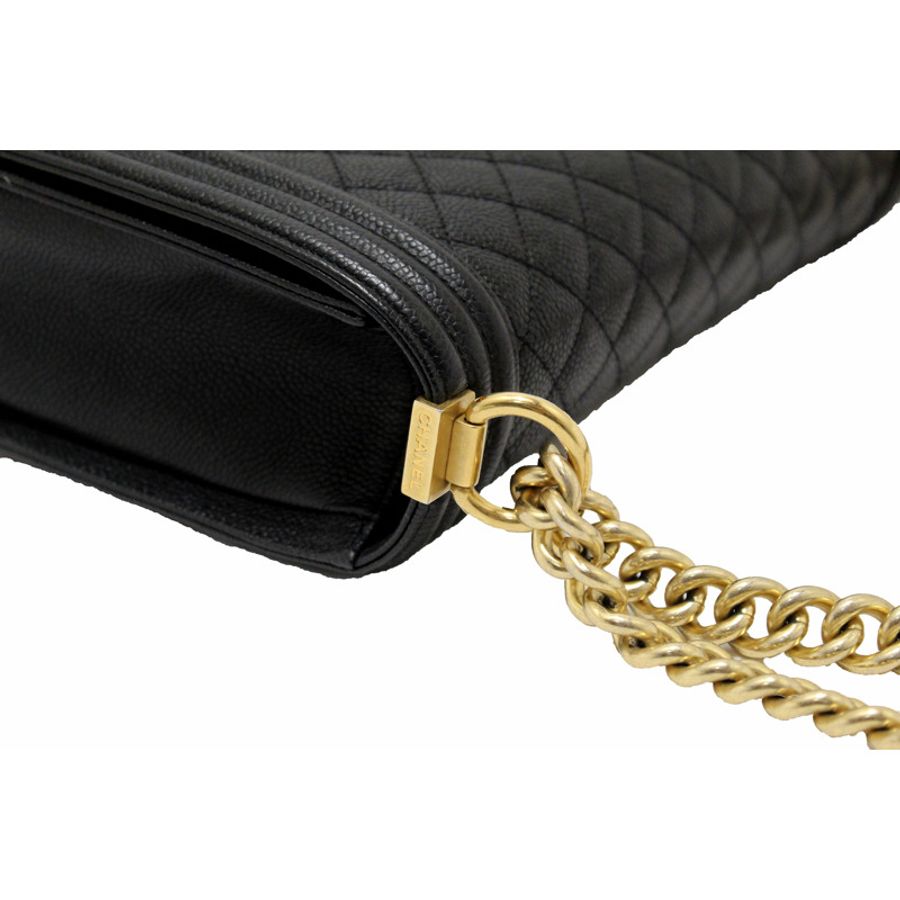 Chanel Black Quilted Caviar Leather New Medium Boy Shoulder Bag-15
