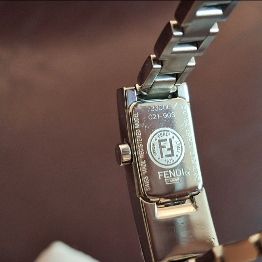 Fendi 3300L 美鑽長方鏈錶-7
