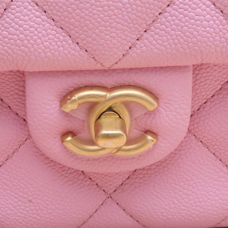 CHANEL(香奈兒) 23P CF 口蓋包 20cm 粉色 晶片開 金扣 愛心金球肩帶-5