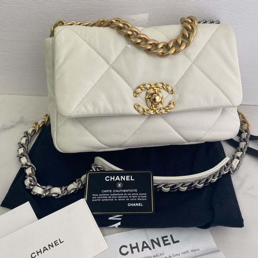香奈兒  chanel 19 AS1160 白色 小號-0