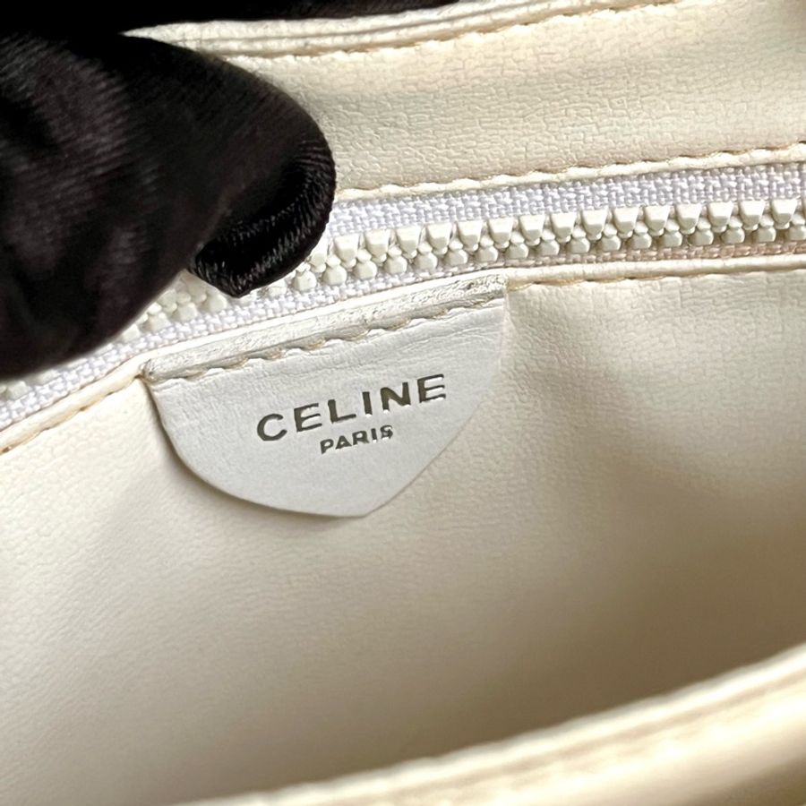 (稀有!)Celine 白色 斜背包 單肩包 三層內裏收納-16
