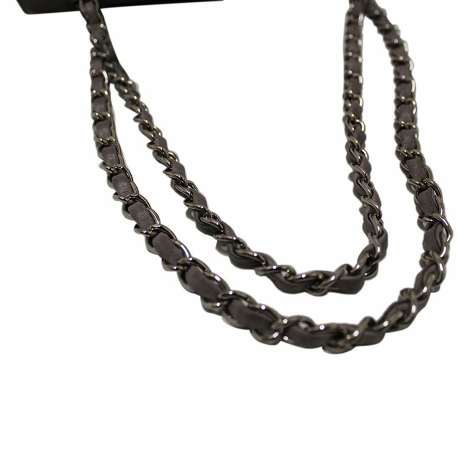 Chanel Grey Glitter Canvas Medium Classic Flap Shoulder Chain Bag-157