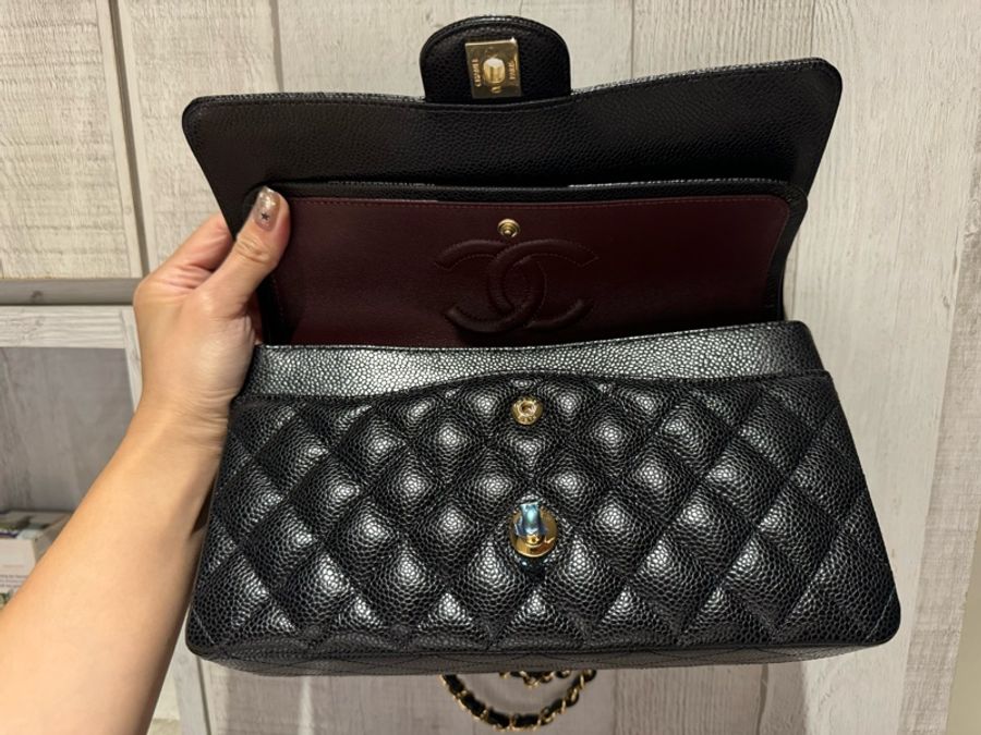 Chanel COCO CF25 荔枝皮金釦口蓋包 FLAPBAG-5