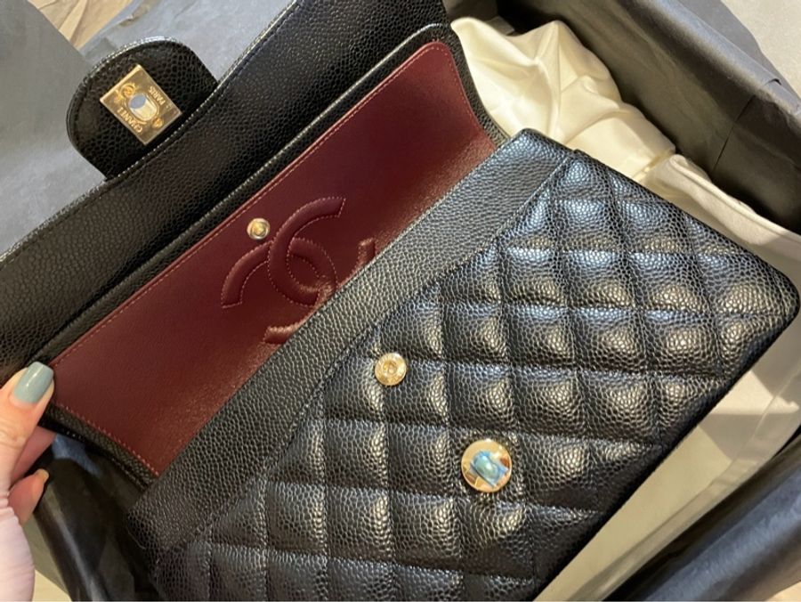 Chanel COCO CF25 荔枝皮金釦口蓋包 FLAPBAG-6
