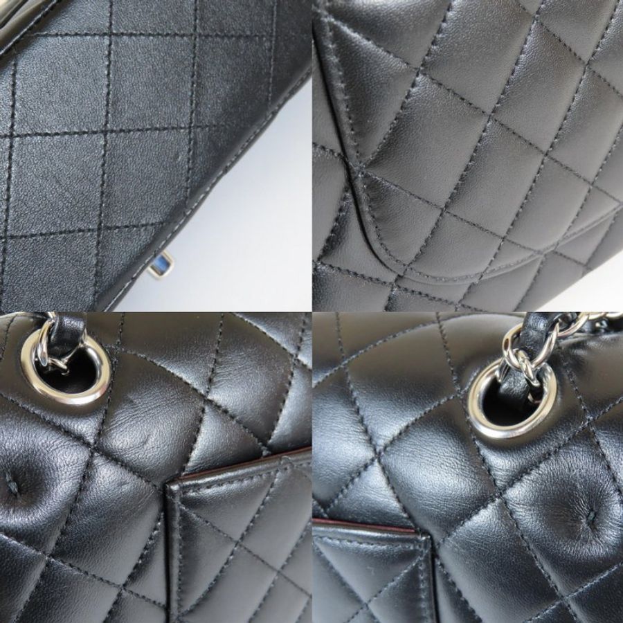 【巴黎站二手名牌專賣店】*現貨*CHANEL香奈兒真品*經典黑羊皮銀雙C COCO 25 銀鏈肩背包-9