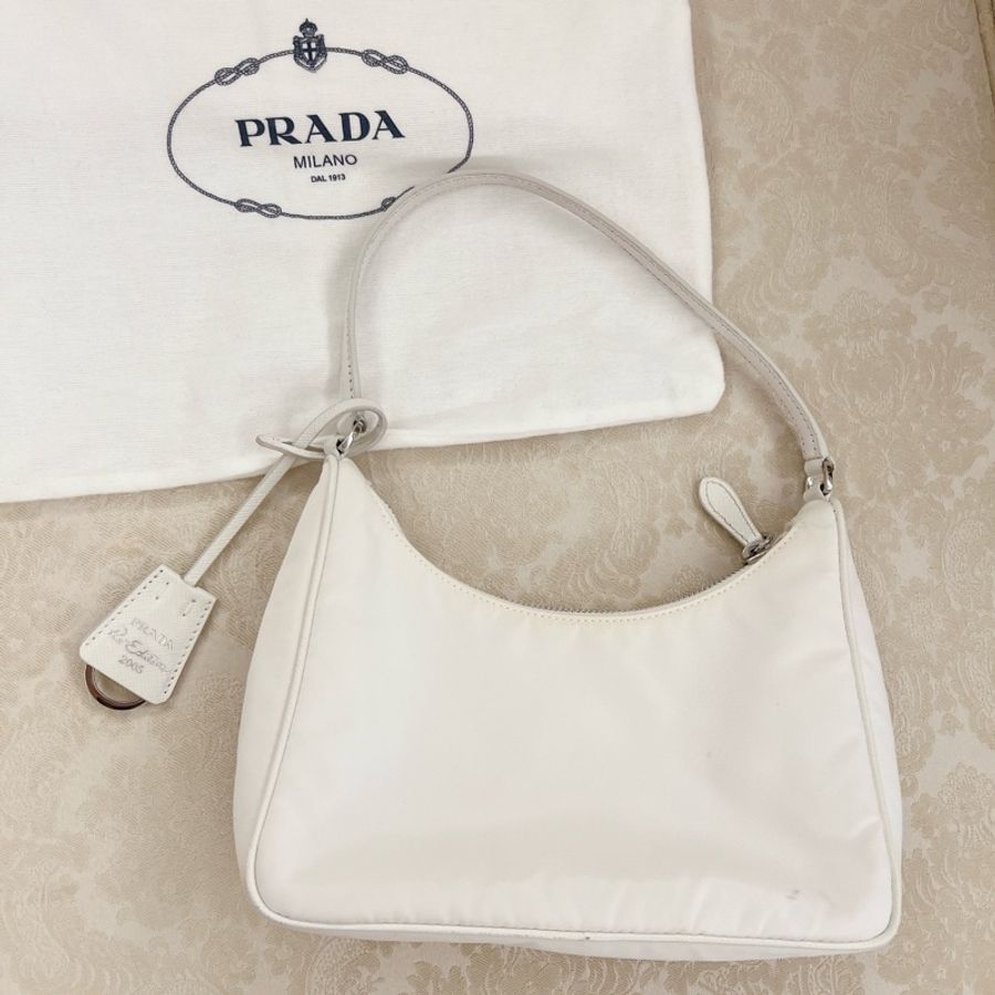 Prada白色尼龍肩背包-6