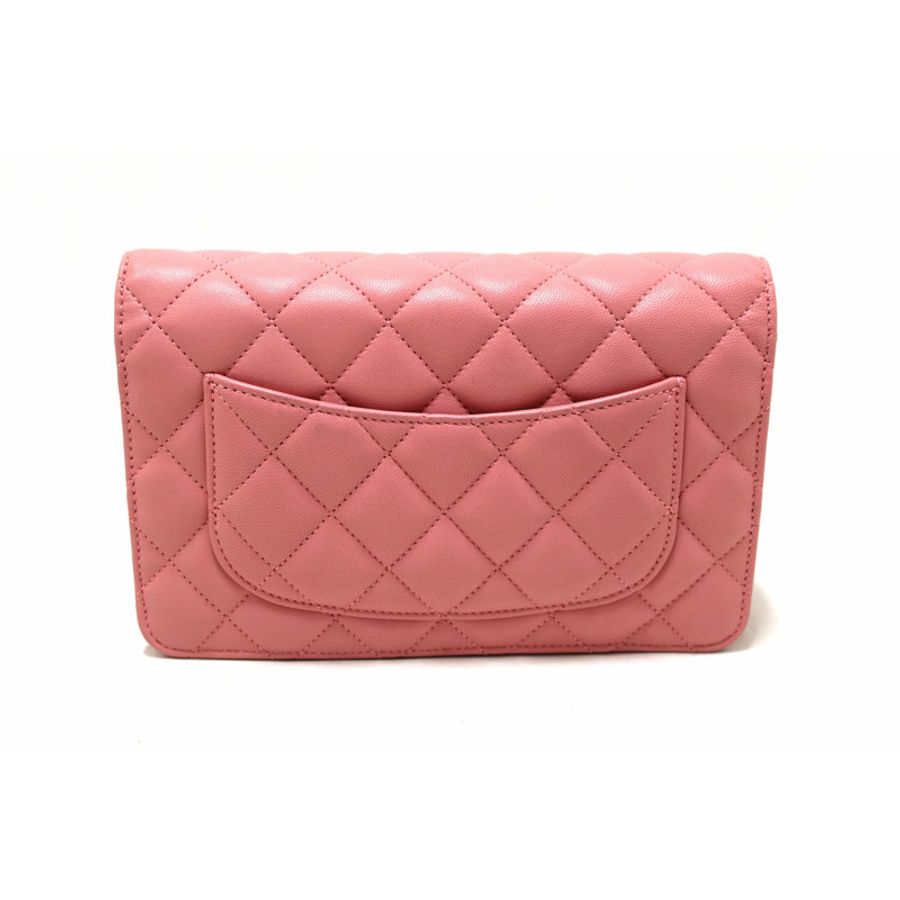 Chanel Pink Quilted Lambskin Leather Wallet On Chain WOC Messenger Bag-28