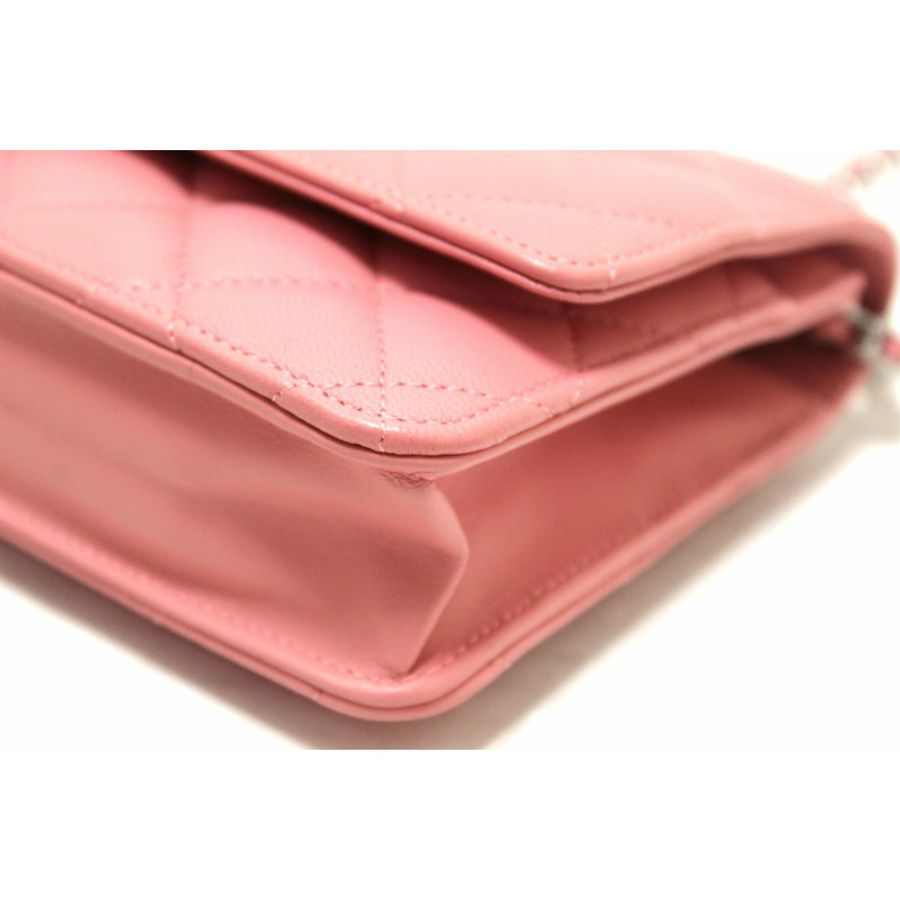 Chanel Pink Quilted Lambskin Leather Wallet On Chain WOC Messenger Bag-35