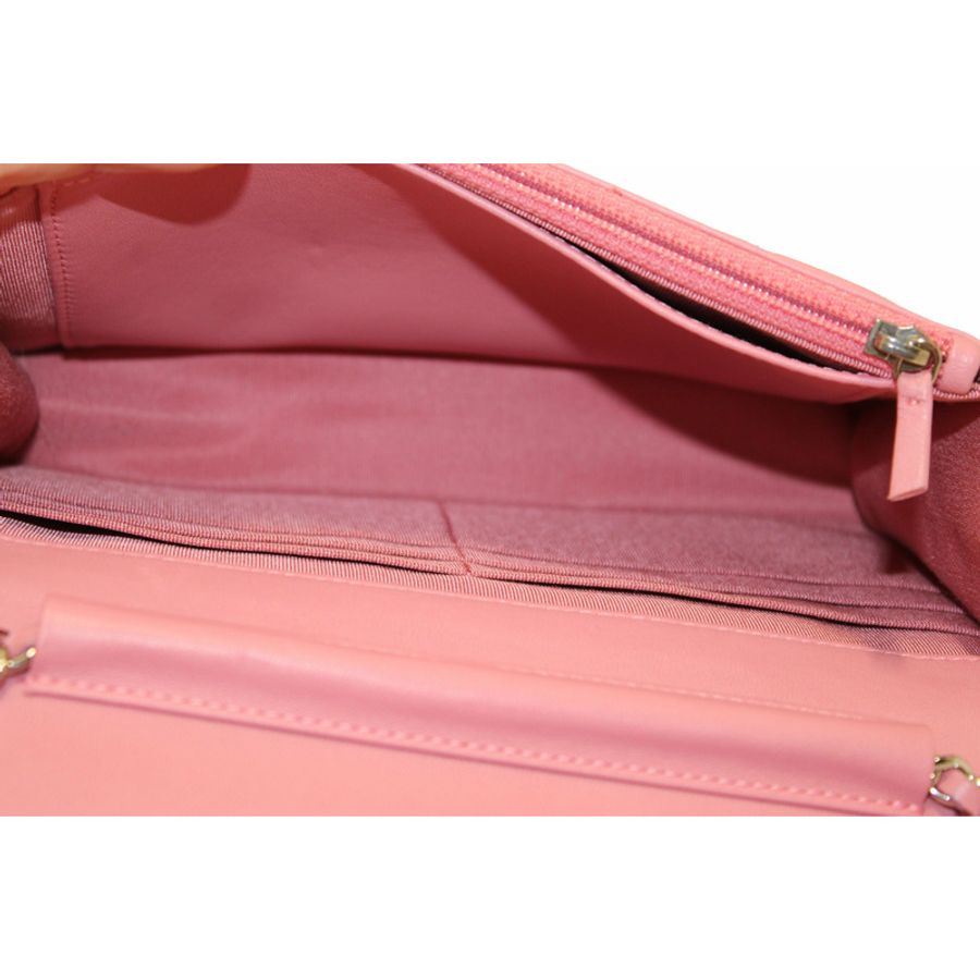 Chanel Pink Quilted Lambskin Leather Wallet On Chain WOC Messenger Bag-39