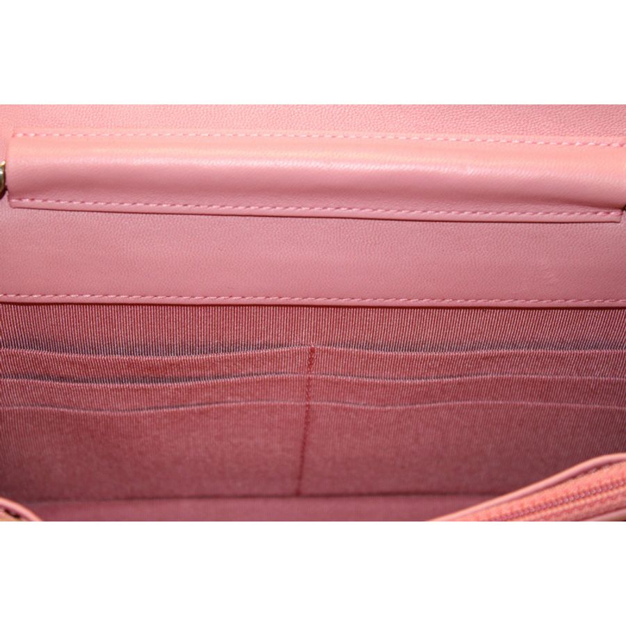 Chanel Pink Quilted Lambskin Leather Wallet On Chain WOC Messenger Bag-42