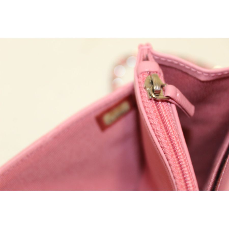 Chanel Pink Quilted Lambskin Leather Wallet On Chain WOC Messenger Bag-43