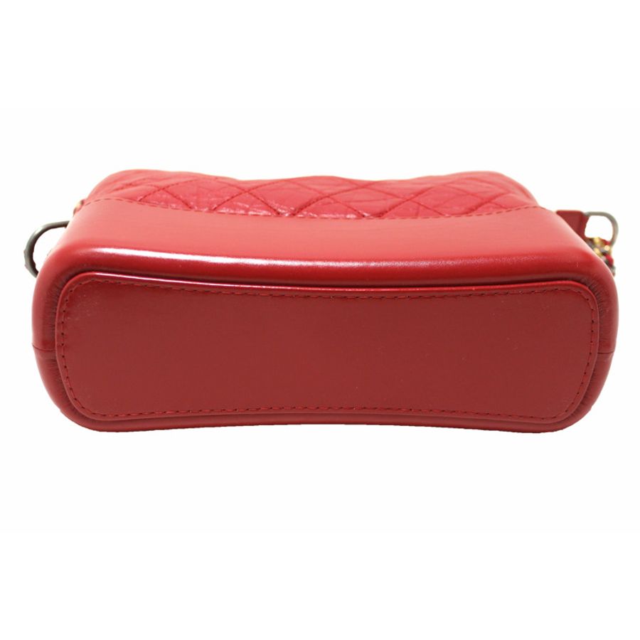 Chanel Red Aged Calfskin Leather Small Gabrielle Hobo Crossbody Bag-5