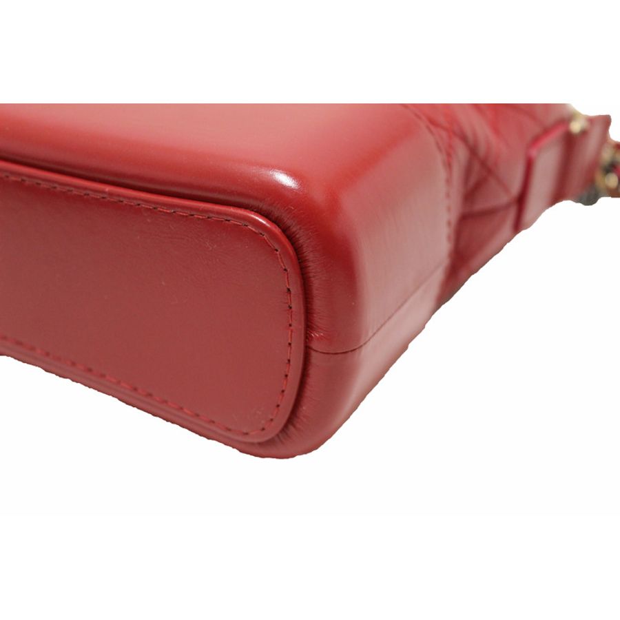 Chanel Red Aged Calfskin Leather Small Gabrielle Hobo Crossbody Bag-6