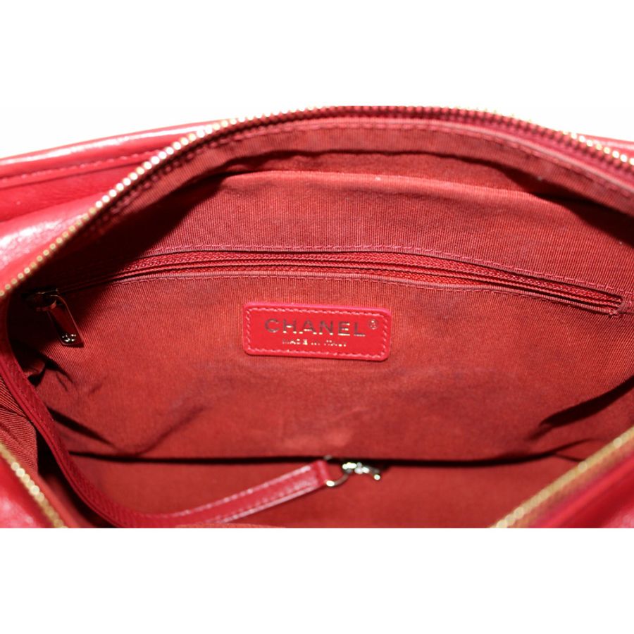 Chanel Red Aged Calfskin Leather Small Gabrielle Hobo Crossbody Bag-13
