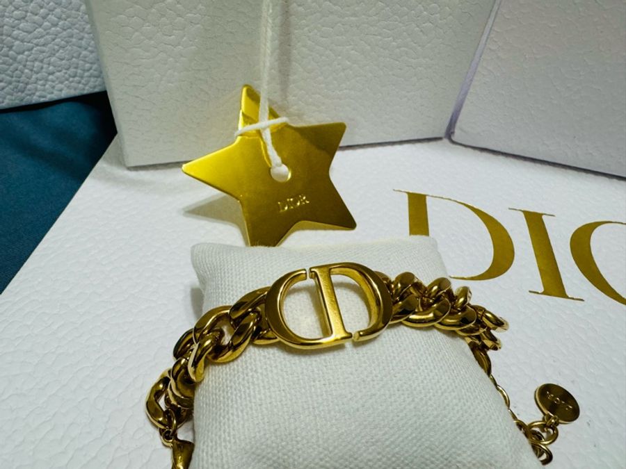 Dior 經典中性手鍊,黃金色-2