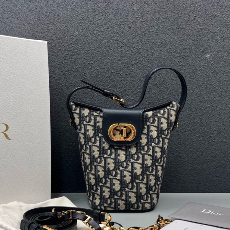 Dior 藍色老花30 Montaigne迷你薯條包-0