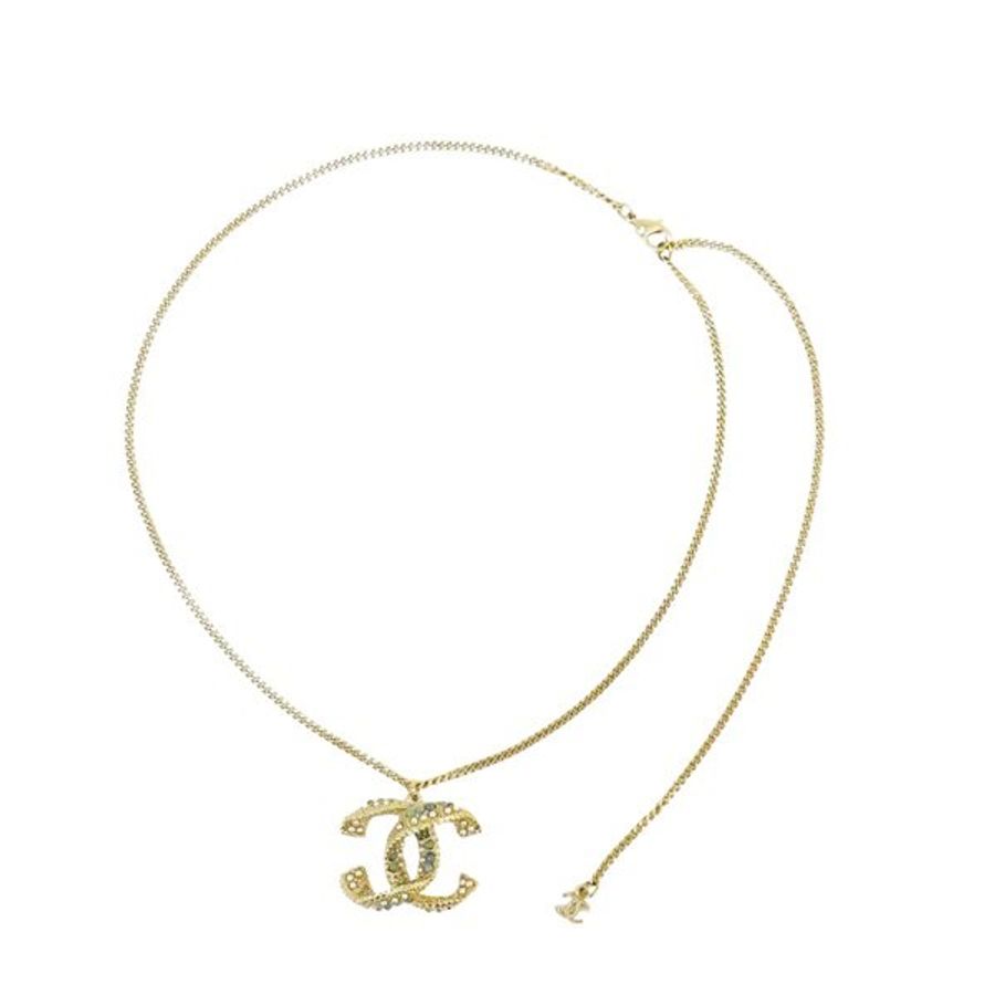 九成新 CHANEL 金色 鍍金 COCO Logo 項鍊-4