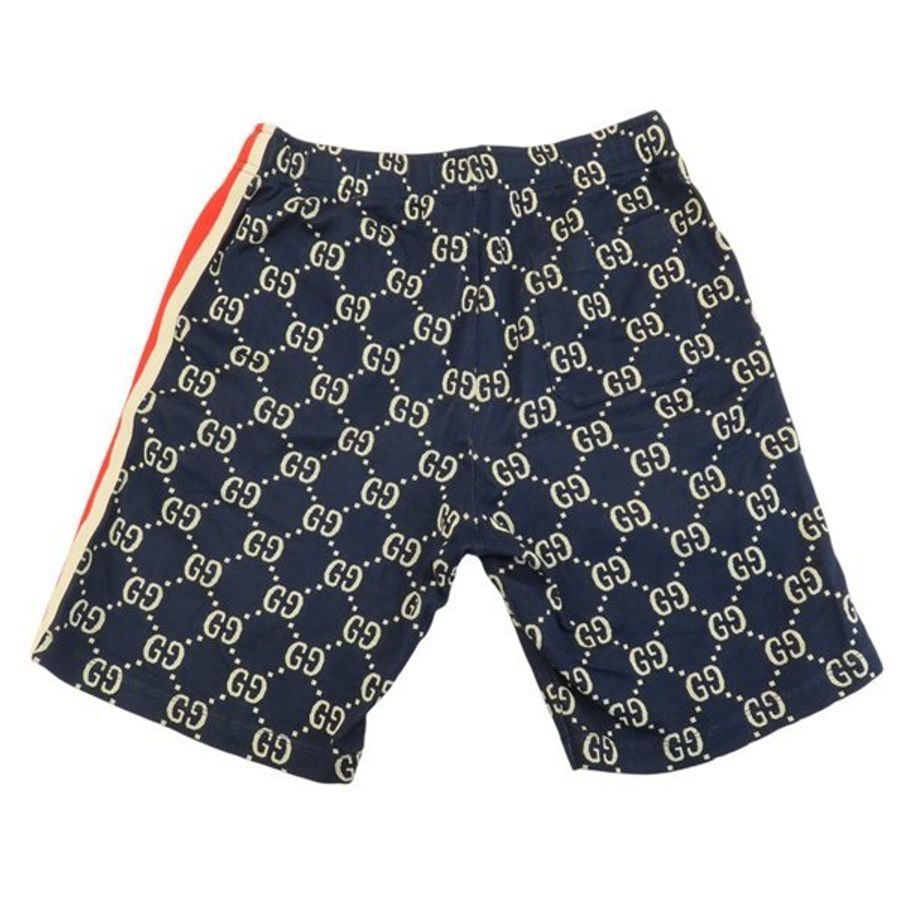 九成新 GUCCI 藍色 純棉 雙G 運動短褲 XS-1