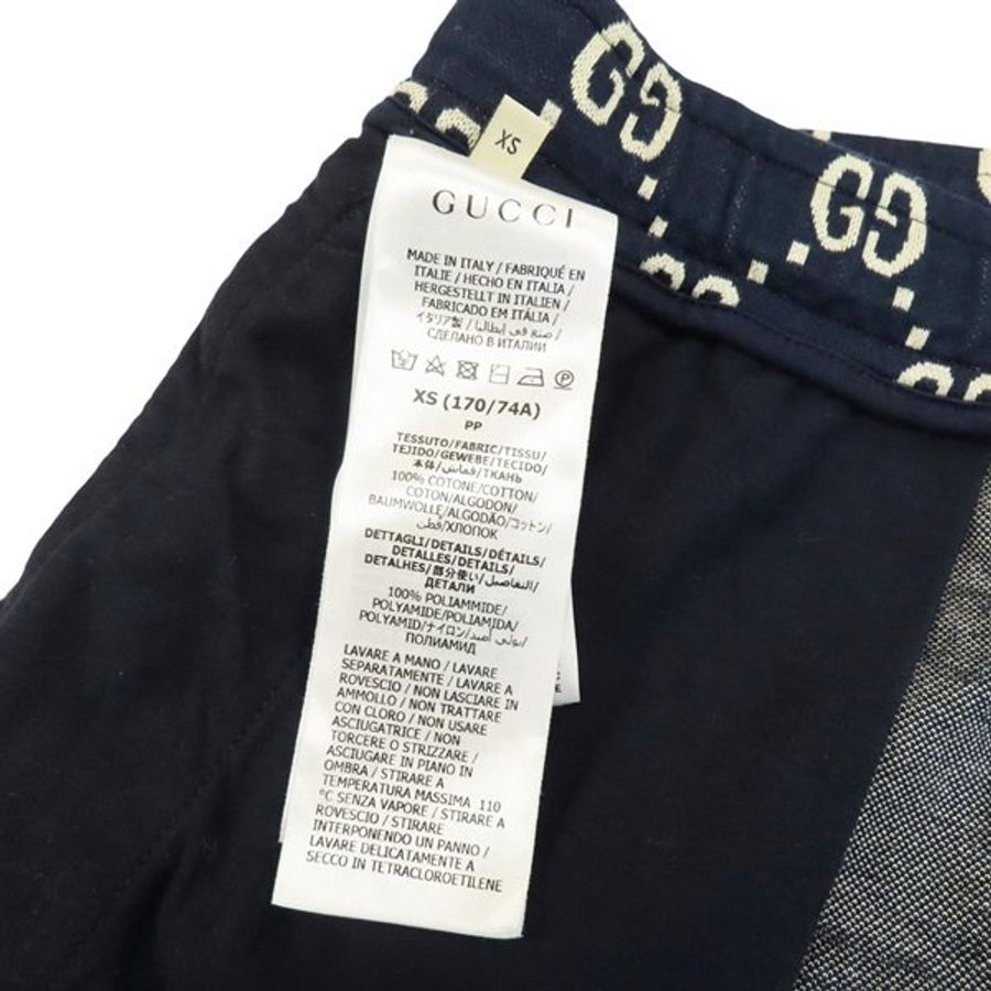 九成新 GUCCI 藍色 純棉 雙G 運動短褲 XS-6