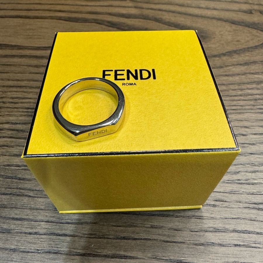 Fendi 品牌logo銀戒指-0
