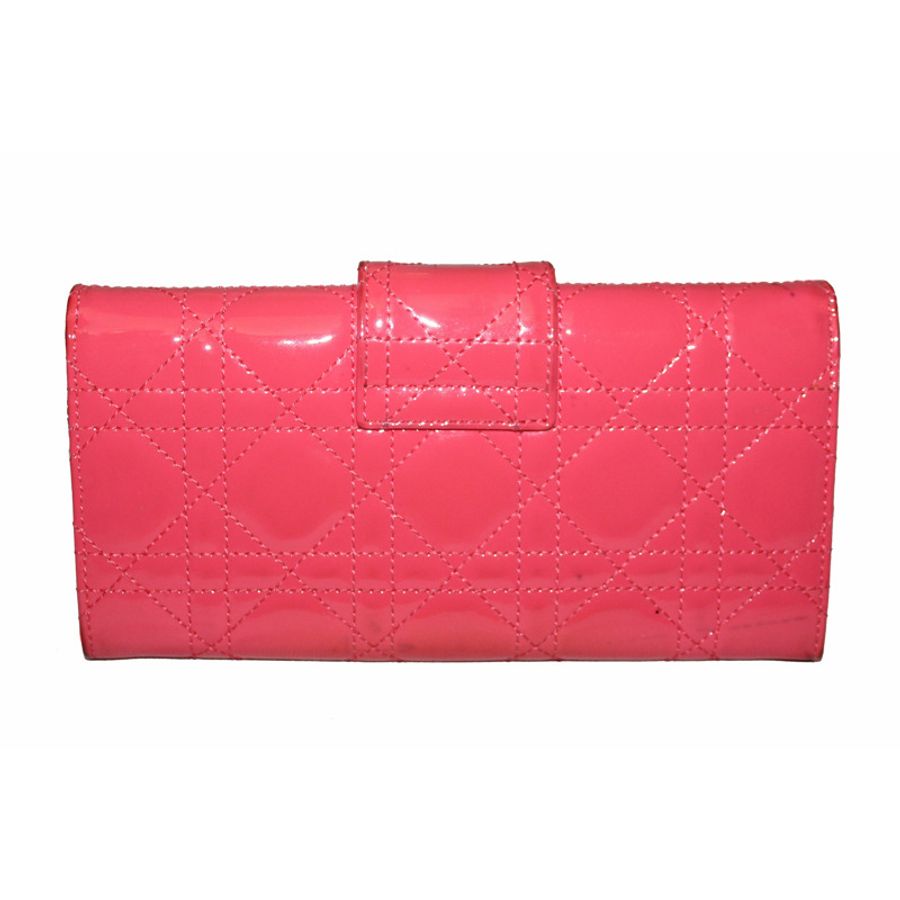 Christian Dior Coral Red Patent Cannage Miss Dior Rendezvous Wallet-5
