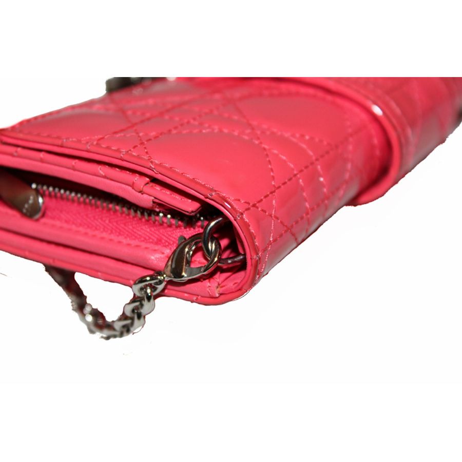 Christian Dior Coral Red Patent Cannage Miss Dior Rendezvous Wallet-14