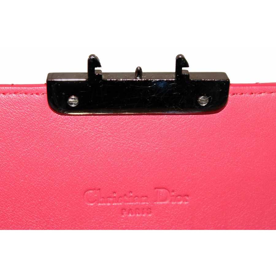Christian Dior Coral Red Patent Cannage Miss Dior Rendezvous Wallet-16