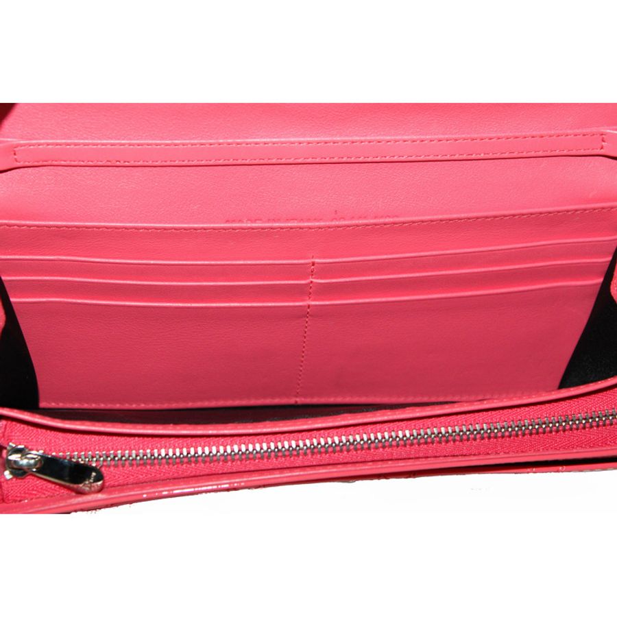 Christian Dior Coral Red Patent Cannage Miss Dior Rendezvous Wallet-17