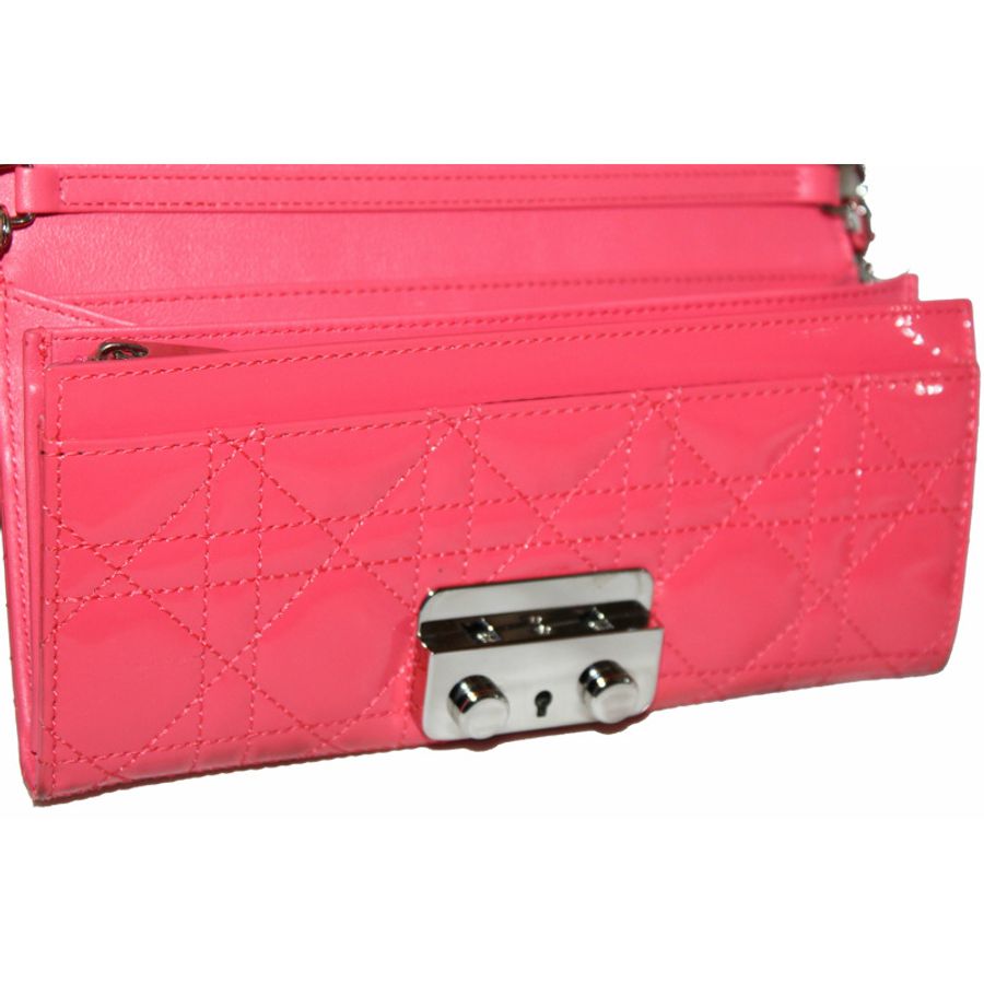 Christian Dior Coral Red Patent Cannage Miss Dior Rendezvous Wallet-18
