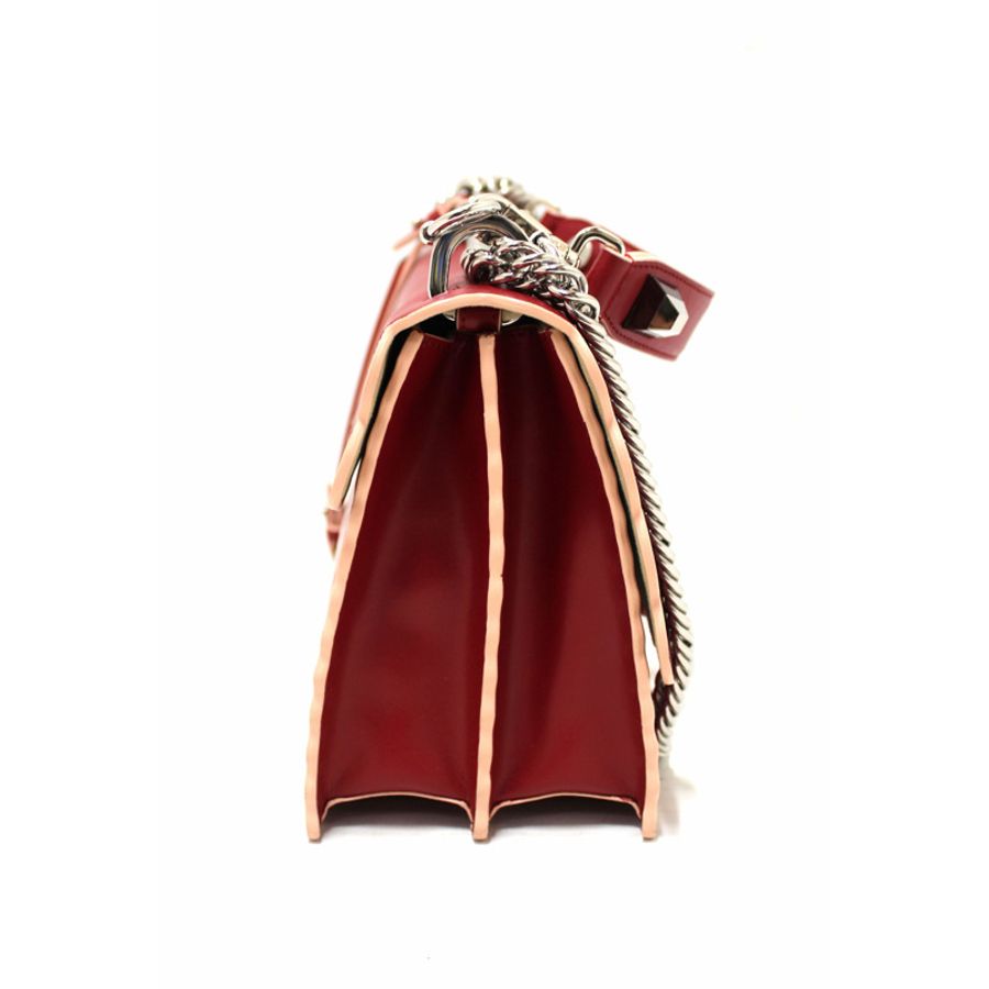 Fendi Red Scallop Leather Mini I Kan Chain Shoulder Bag-3