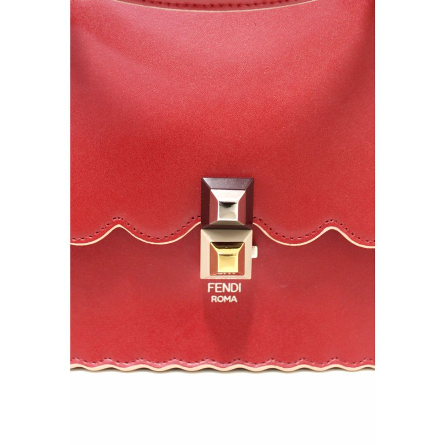Fendi Red Scallop Leather Mini I Kan Chain Shoulder Bag-4