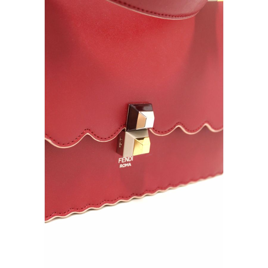 Fendi Red Scallop Leather Mini I Kan Chain Shoulder Bag-5