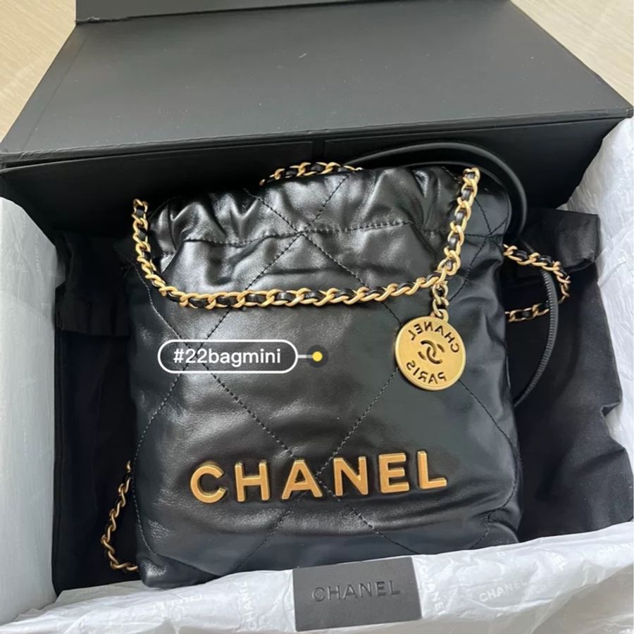Chanel 22bag Mini黑金🖤23S芯片款近新全配🔥經典配色🔥-9