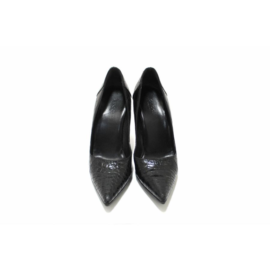 Gucci Black Crocodile Closed Toe Pumps Shoes Size 5.5B-25