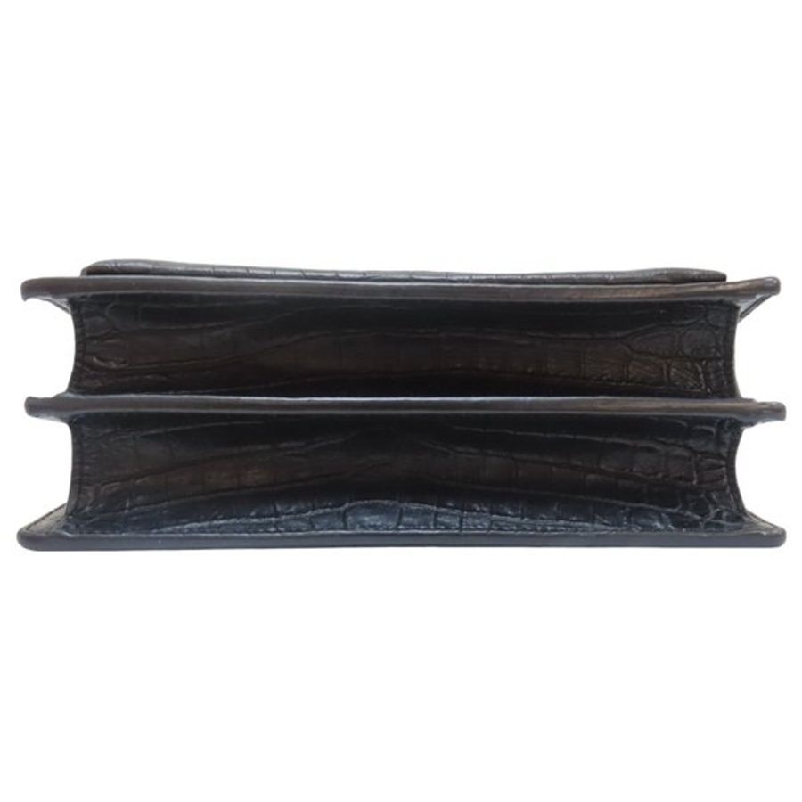 八成新 SAINT LAURENT 黑色 壓紋皮革 Sunset Medium 單肩包 442906-3