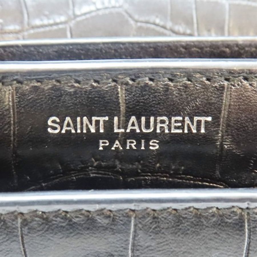 八成新 SAINT LAURENT 黑色 壓紋皮革 Sunset Medium 單肩包 442906-7