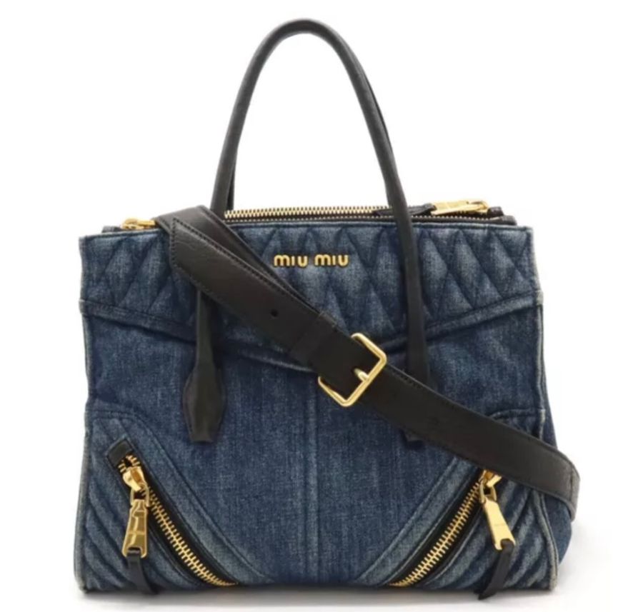MIU MIU 牛仔大容量兩用TOTE BAG托特包-0