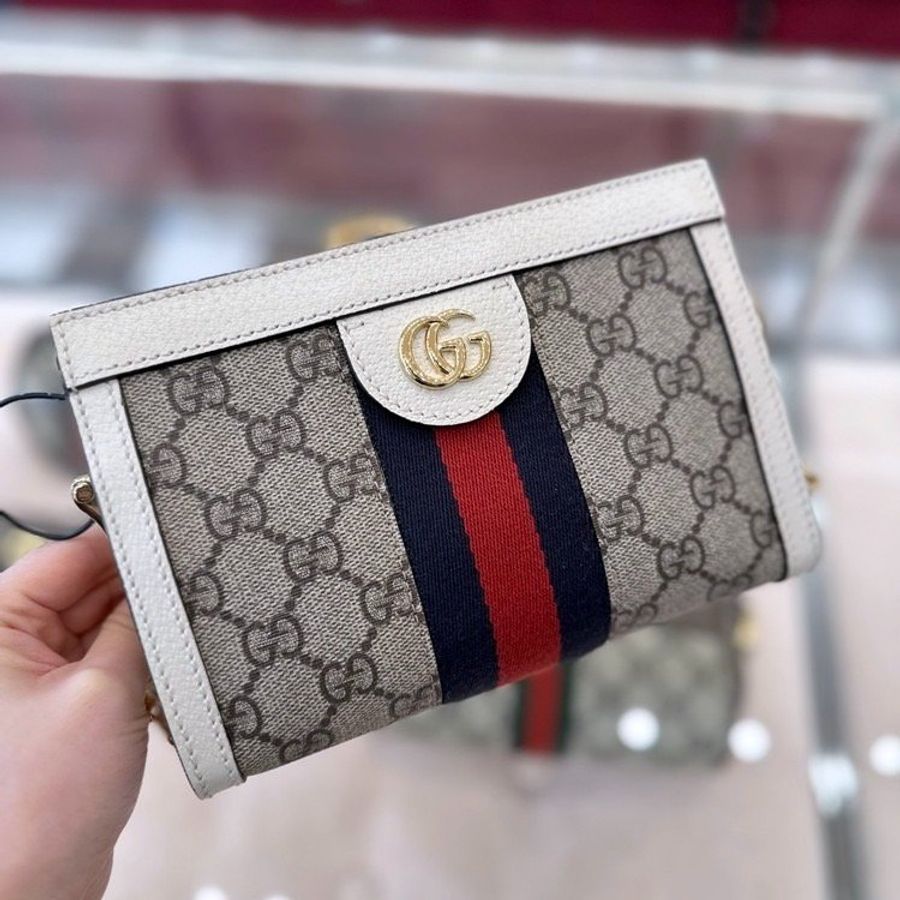 Gucci 602676 Ophidia GG Supreme 金鍊小方包 白色【促銷品】-2