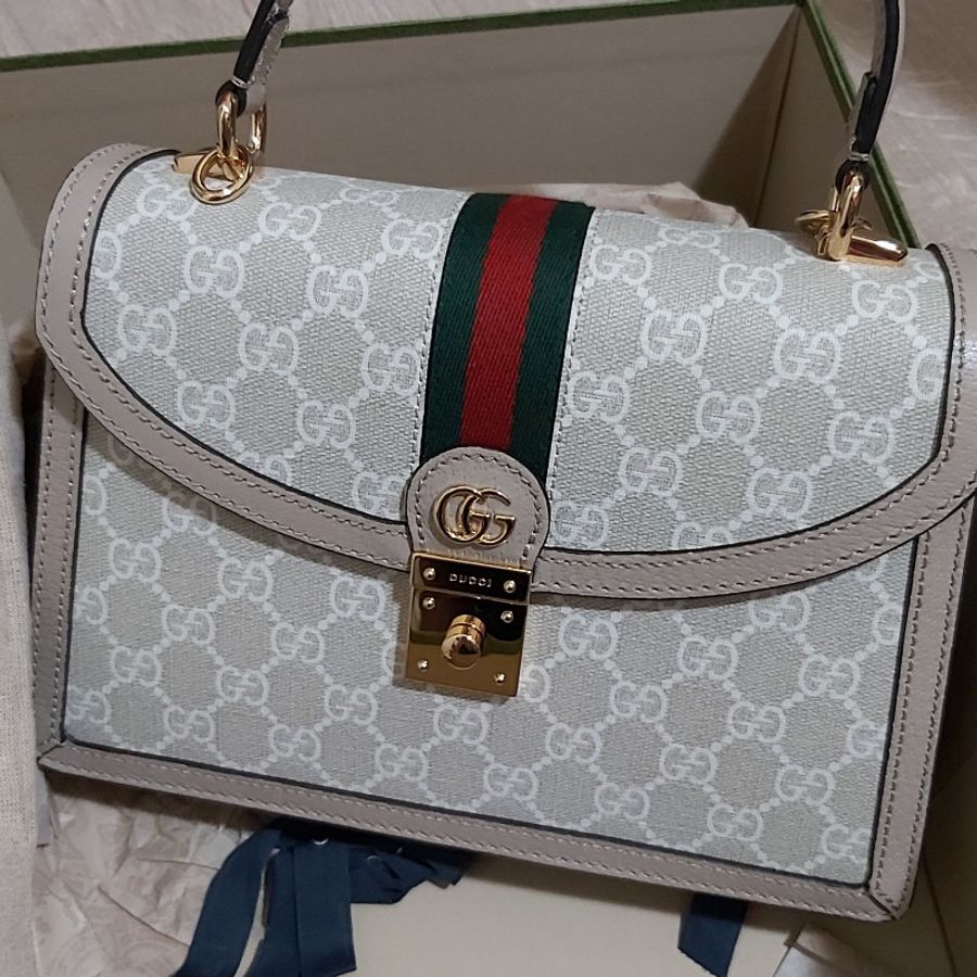 GUCCI Ophidia經典紅綠織帶雙G緹花紋復古兩用手提包(非迷你版)有購證防塵套-6