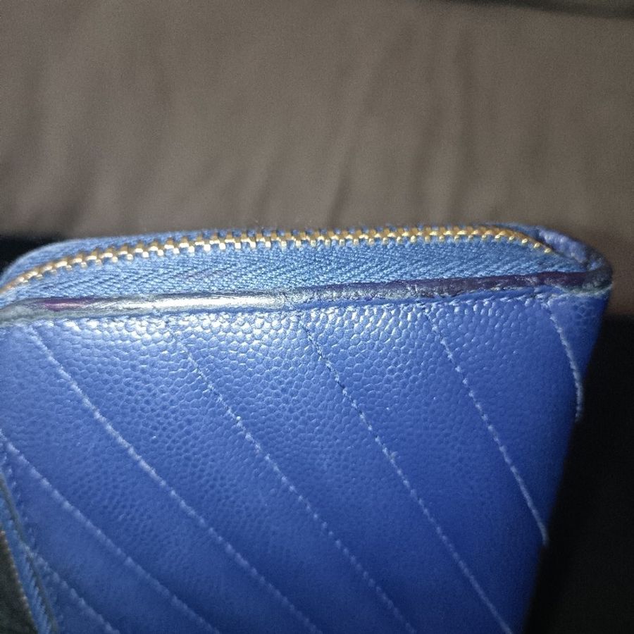 YSL 藍色荔枝牛皮長夾-27