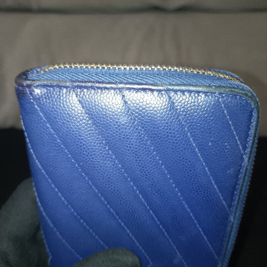 YSL 藍色荔枝牛皮長夾-28