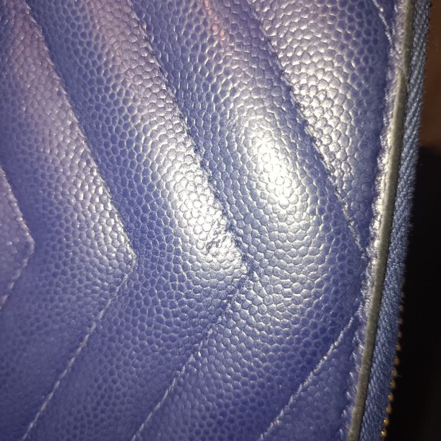 YSL 藍色荔枝牛皮長夾-32